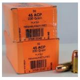 100rd 45 ACP Plated HSM Remanufactured Ammo