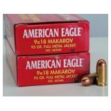 100rd 9x18mm Makarov FMJ-RN American Eagle Ammo