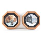 (2) Julie Kramer Cole Framed Plates, WOLF RIDGE &