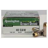20rd 40 S&W BJHP Defense Remington Ammo