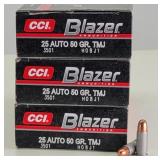 150rd 25 ACP TMJ Blazer Aluminum Case Ammo
