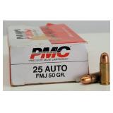 50rd 25 ACP FMJ PMC Ammo