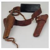 Old West-style Leather Double Holster Gun Belt