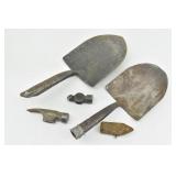 (2) Solid Shank Shovel Heads & (3) Hammer Heads