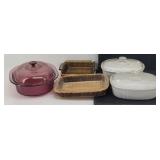 (5) Glass Baking Dishes: 2-Corning Ware Oval...