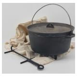 Made in USA Footed Cast Iron Dutch Oven, Lid...