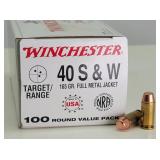100rd 40 S&W FMJ Winchester Ammo