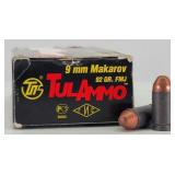 50rd 9x18mm Makarov FMJ Steel Case Tul Ammo