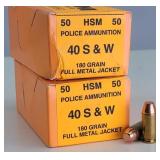 100rd 40 S&W FMJ HSM Police Ammo