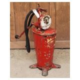 Vintage Hand Pump Grease / Oil Container & Hose