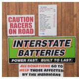 Auto Signs: Interstate Batteries, Caution Racers