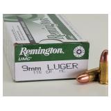 50rd 9mm RN Remington Ammo