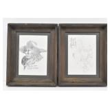 (2) Pencil Sketch Prints by Reynolds: Custer's...