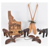 Wood Idaho Art Puzzle, Leather Moose Figurines...