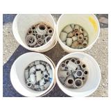 (4) Buckets w/ Galvanized Pipe Fittings