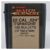 100ct .22 Cal .224' 77gr MATCH BT Bullets