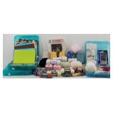 Craft Lot: Colored Paper, Yarn Cones, Needloft...