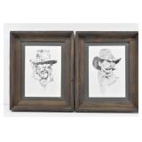 (2) Western Pencil Sketch Prints by R. Reynolds