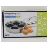 Endurance Stainless Steel 4-Egg Poacher NIB