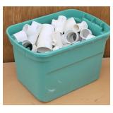 Large Tote Full of PVC Pipe Fittings