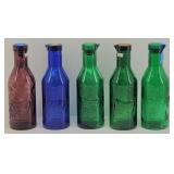 (5) Milk Protector Colored Glass Bottles