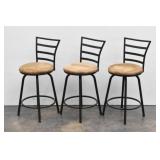 (3) Metal Bar Chairs* w/ Upholstered Swivel Seats