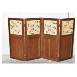 Short 4-Panel Wood & Floral Room Divider