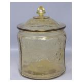 Yellow Depression Glass Cookie Jar w/ Lid