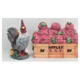 1996 Cracker Barrel Apple Crate Canister Set &