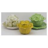 Italy PV & Holland Mold Lidded Cabbage Bowls