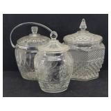 Glass Ice Bucket, Anchor Hocking Sandwich Glass...