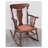 Vintage Oak Rocker w/ Leather Seat