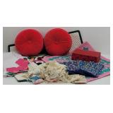 Estate Linens, 2-Small Round Hot Pink Velvet..