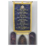 (3) Religious Decor Glass Plaques, Blue Banner ...