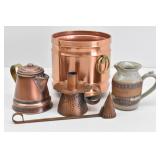 Copper Small Coffee Pot , Candle Holder, Candle