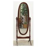 Hardwood Cheval Full Length Oval Floor Mirror
