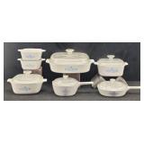 (7) Corning Ware  Blue Corn Flower Casserole ...