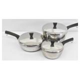 (3) West Bend Futura Stainless Steel Pots w/ Lids