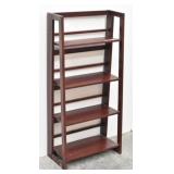 Dark Wood Folding Four-Shelf Bookcase 4' Tall