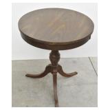 Mid Century Mahogany Round Accent Table Brass