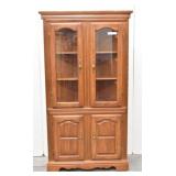 Lighted Corner Hutch w/ Brass Handles