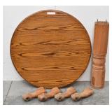Round Oak Pedestal Table (Disassembled)