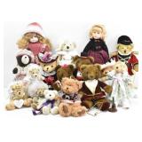 Collectible Plush Bears w/ Clothes & 2 Dolls