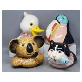 (4) Cookie Jar Lids: Treasure Craft Toucan, ...