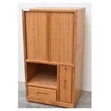 Oak Media Cabinet Rolling Doors & Casters