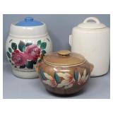 (3) Cookie Jars: McCoy Crock, USA Bean Pot, Floral
