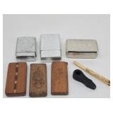 (6) Vintage Cigarette  Cases Metal & Wood