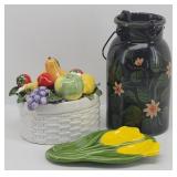 1987 Fitz & Floyd Bowl W/ Lid Fruit Motif...