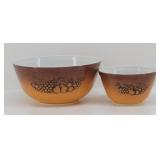 (2) Pyrex Mixing Bowls Old Orchard Black Fruit