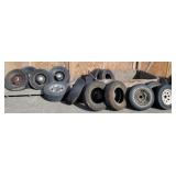Large Lot of Various Old Used Tires